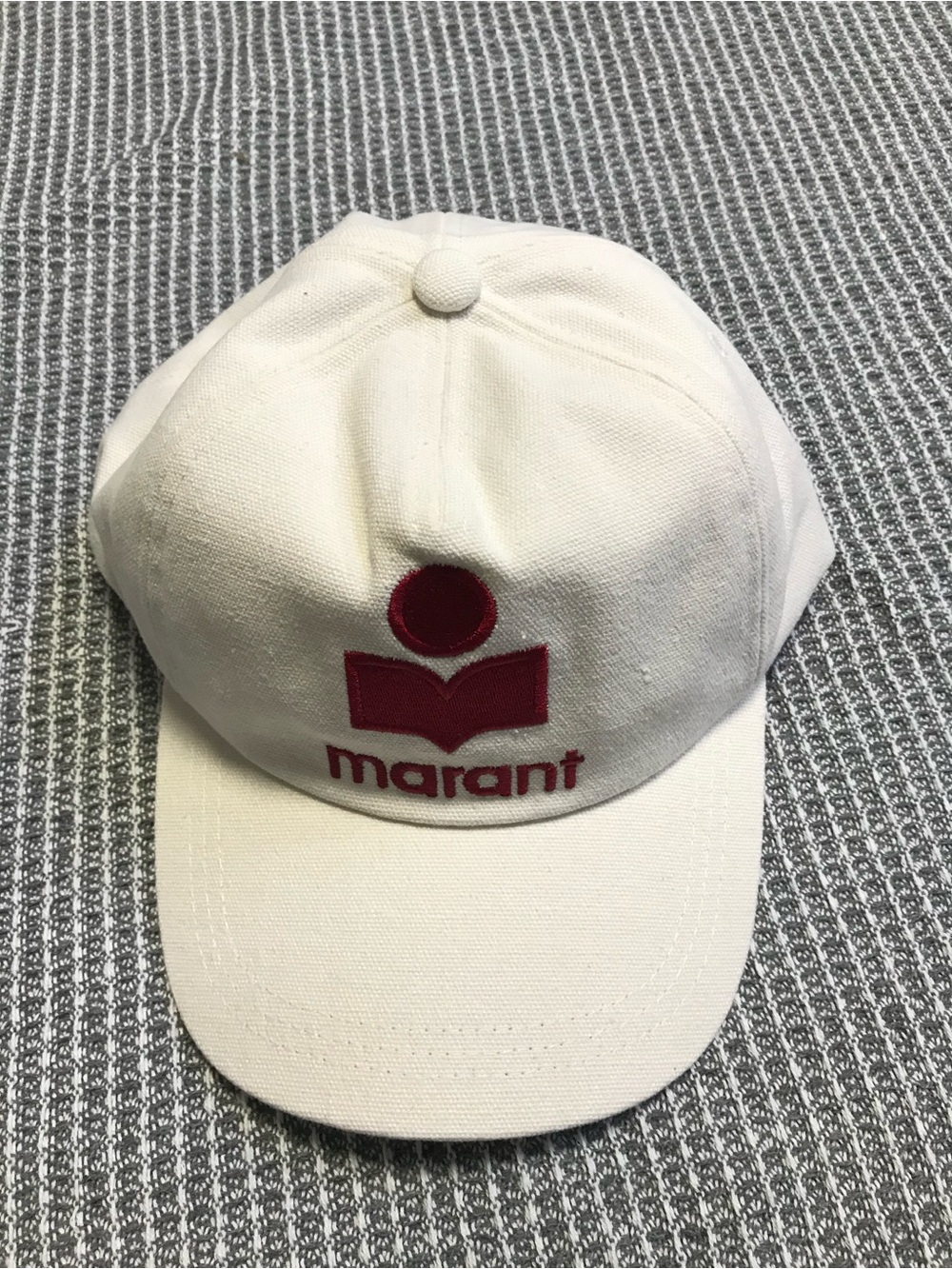 Isabel Marant White Baseball Cap with Red Logo